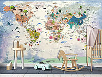 Декор для детской комнаты, самоклеющиеся плёнка Oracal с рисунком "Детская карта мира"