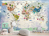 Декор для дитячої кімнати, флізелінові фотошпалери з малюнком "Дитяча карта світу", фото 3