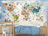 Декор для дитячої кімнати, флізелінові фотошпалери з малюнком "Дитяча карта світу", фото 5