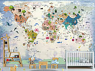 Декор для дитячої кімнати, флізелінові фотошпалери з малюнком "Дитяча карта світу", фото 6