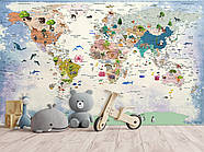 Декор для дитячої кімнати, флізелінові фотошпалери з малюнком "Дитяча карта світу", фото 10