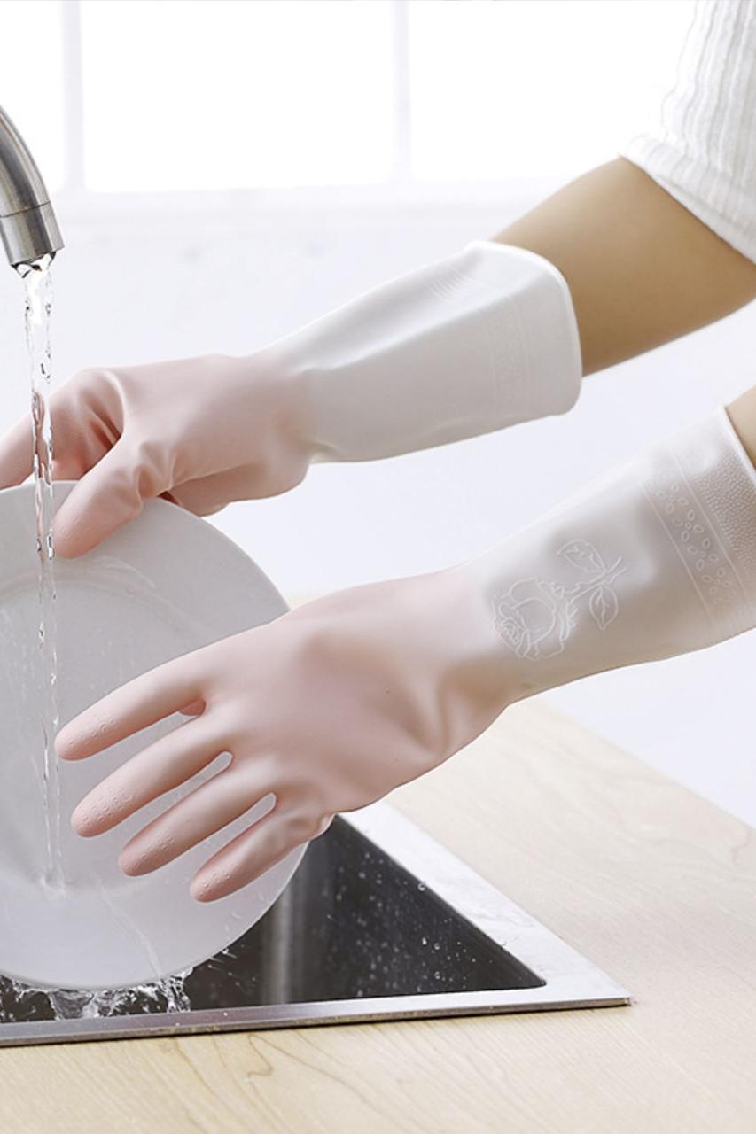 Рукавички для прибирання гумові 60г SoftLine Apmi рожево-білий, фото 1