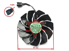 Кулер Gigabyte T129215SU GTX 1050, 1060, 1070, 960, RX 470, 480, 570, 88 мм лівостор, фото 3