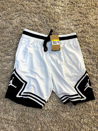 Літні чоловічі спортивні шорти Jordan Diamond Dri-Fit White шорти Білі Джордан з кишенями 100% поліестер, фото 1