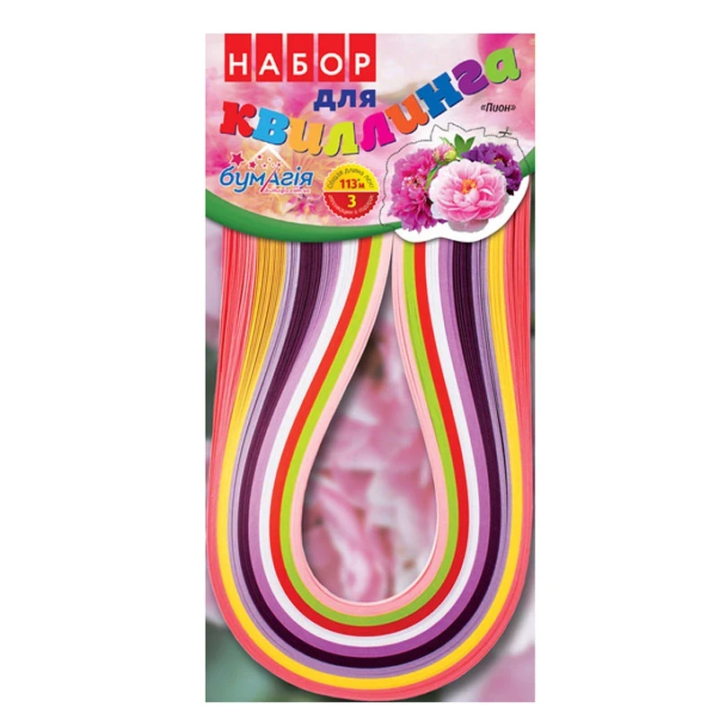 Набір для квіллінгу,  9 кольорів, 3х420 мм, Бумагія (Квіти), фото 1
