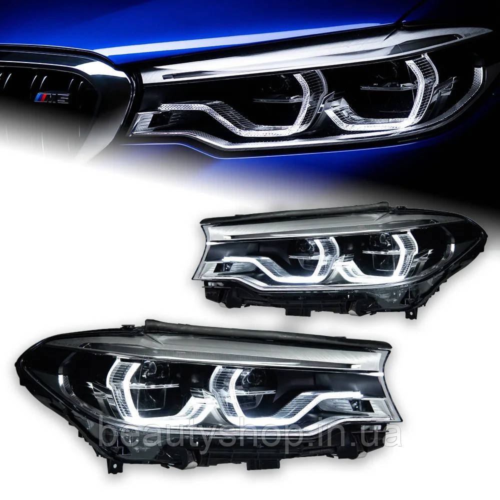 Світлодіодні передні фари з DRL та сигнальними лампами для BMW 5 серії G30 (2017–2020)