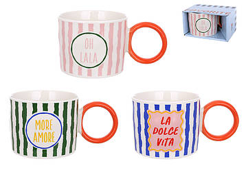 Кухоль порцеляновий Italia 400мл, 3 дизайни