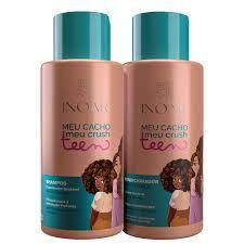 Набір для сухого, пошкодженого та ламкого волосся  Inoar Meu Cacho Meu Crush Teen: Шампунь + Кондиціонер, 2 х 500 мл
