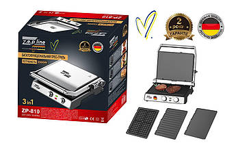 Багатофункціональний електрогриль Zepline ZP-810 3в1: гриль, вафельниця, бутербродниця – 3500 Вт