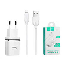 МЗП HOCO C11 Smart 1A 1USB + кабель Lightning white