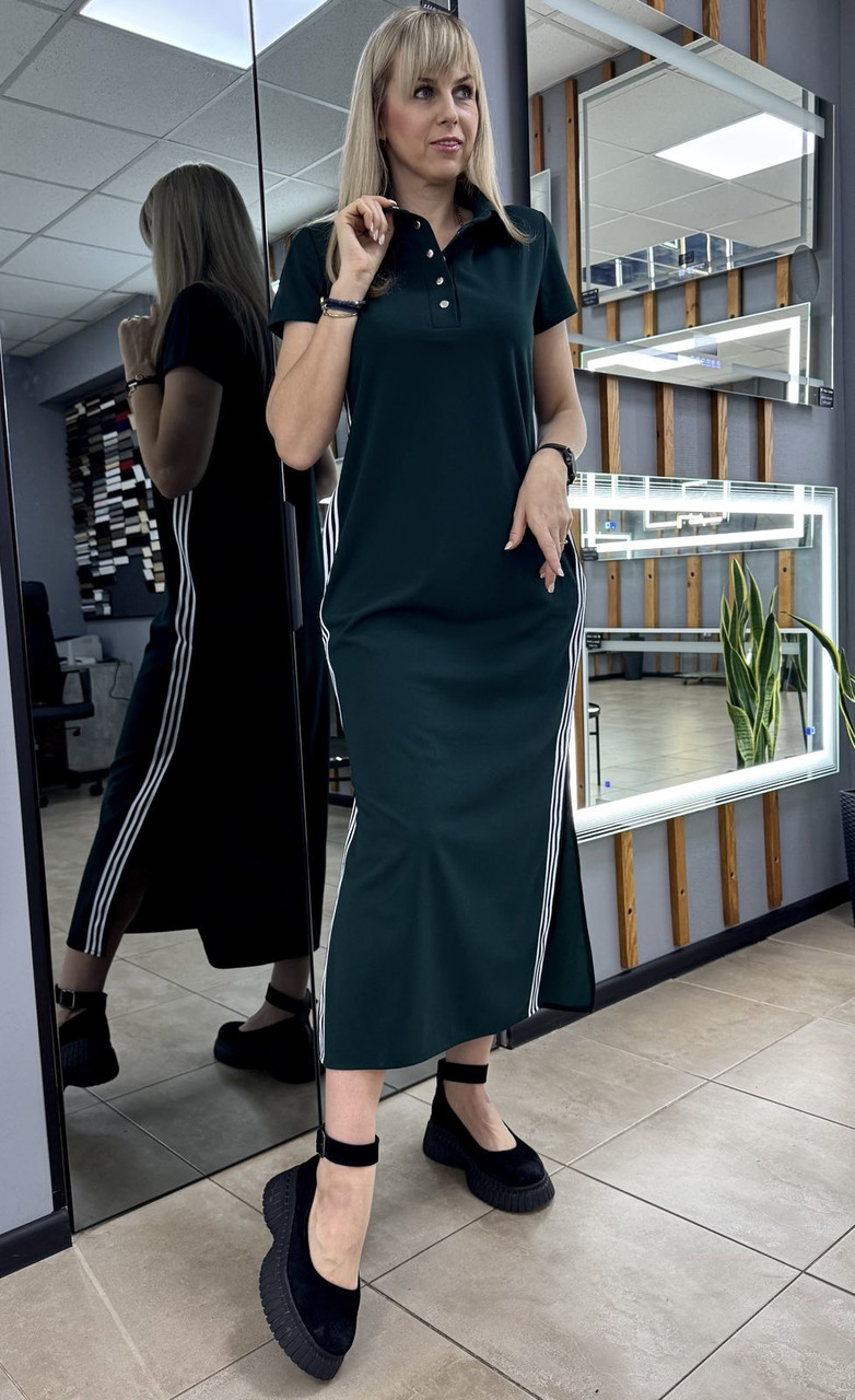 Сукня зелена для літа у спортивному пошитті з лампасами розміри 44-46, 48-50, 52-54.