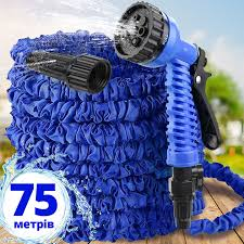 Шланг для поливу 75 м X-hose садовий поливальний з розпилювачем для води синій/зелений