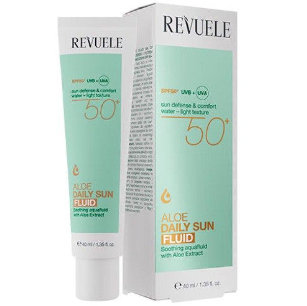 Сонцезахисний флюїд для обличчя з алое вера SPF 50+ Revuele, 40 мл, фото 1