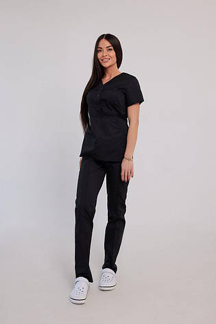 Жіночий медичний костюм Божена чорний - Костюм косметолога - Костюм масажиста, фото 1