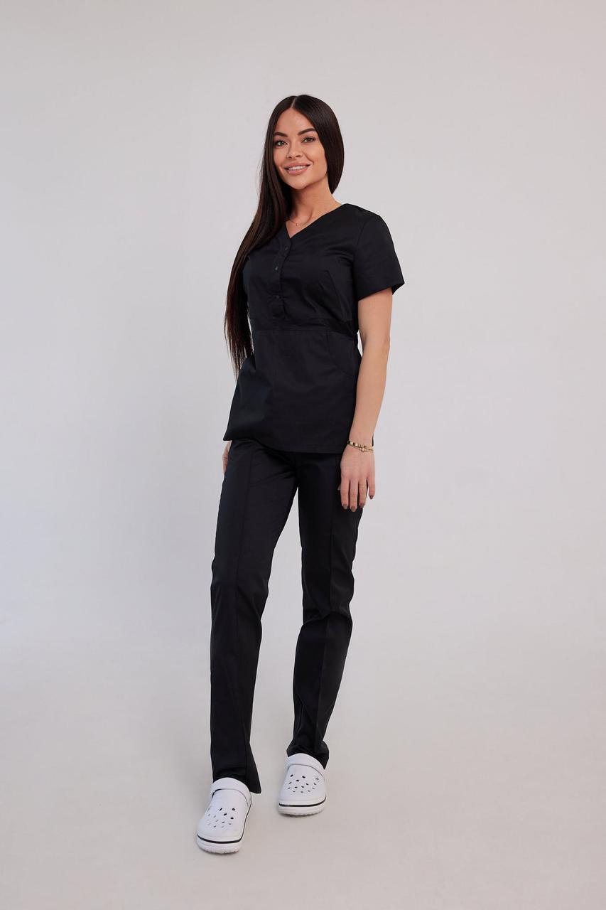 Жіночий медичний костюм Божена чорний - Костюм косметолога - Костюм масажиста