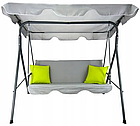 Садова металева гойдалка тримісна для дачі з дашком та подушками Бонро B-703 A (Сіра+салатові подушки), фото 2