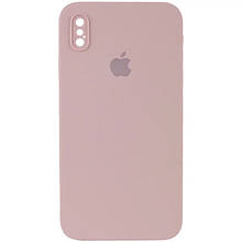 Silicone case for iPhone X/XS (19) pink sand (квадратний) square side