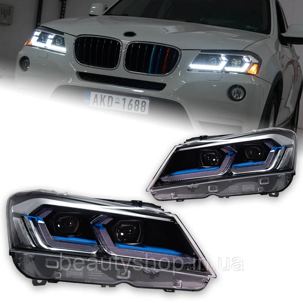 Світлодіодні передні фари з DRL та сигнальними лампами для BMW X3 F25 (2010–2013), фото 1