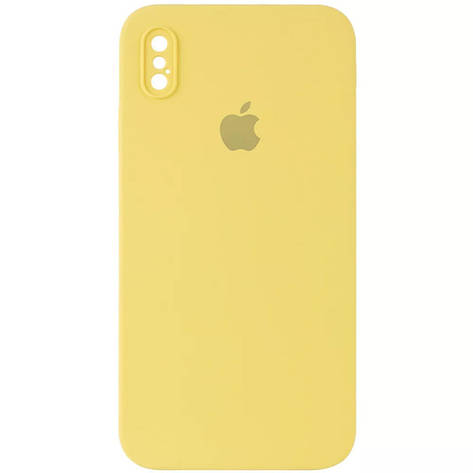 Silicone case for iPhone X/XS (50) canary yellow (квадратний) square side, фото 1