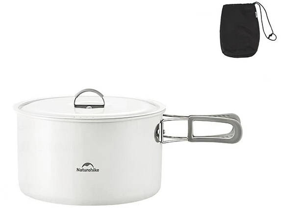 Туристична каструля Naturehike CNK2450CF013 White, 1.7 л | Ємність для приготування перших та других страв на природі, дачі, вдома, фото 1