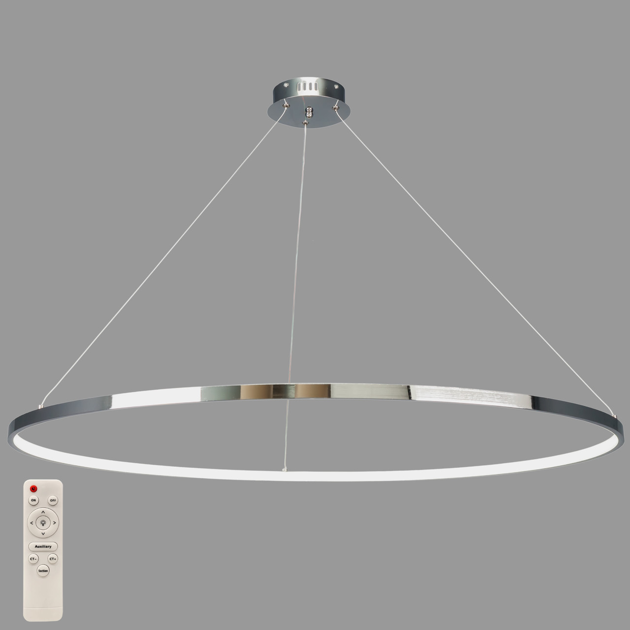 Хромова кільцева світлодіодна підвісна люстра 100см «Circle» (52-9832-1 CHROME LED (1000))