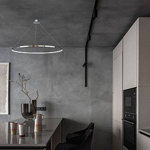 Хромова кільцева світлодіодна підвісна люстра 100см «Circle» (52-9832-1 CHROME LED (1000)), фото 2