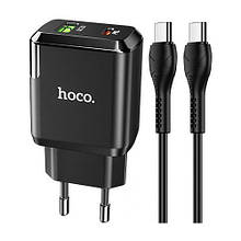 МЗП HOCO N5 (1USB 3A QC3.0 + 1 PD Type-C) + PD кабель Type-C to Type-C black