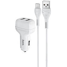 АЗП HOCO Z36 2USB + кабель microUSB white