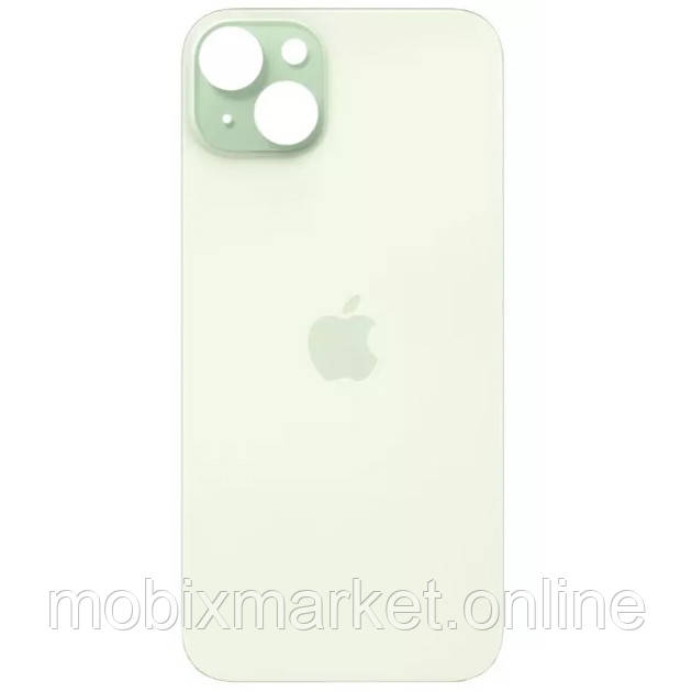 Задня кришка (скло) iPhone 15 Plus green (big hole) (оригінал завод)