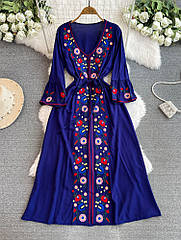 Сукня вишиванка Українська жіноча темно-синя з вишивкою