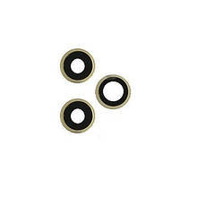 Скло камери iPhone 11 Pro/iPhone 11 Pro Max з рамкою gold (комплект 3шт)