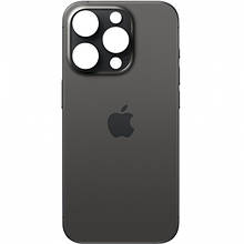 Задня кришка (скло) iPhone 15 Pro black titanium (big hole) (оригінал завод)