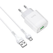 МЗП HOCO C72Q Glorious QC3.0 18 W 1 USB + кабель Micro white