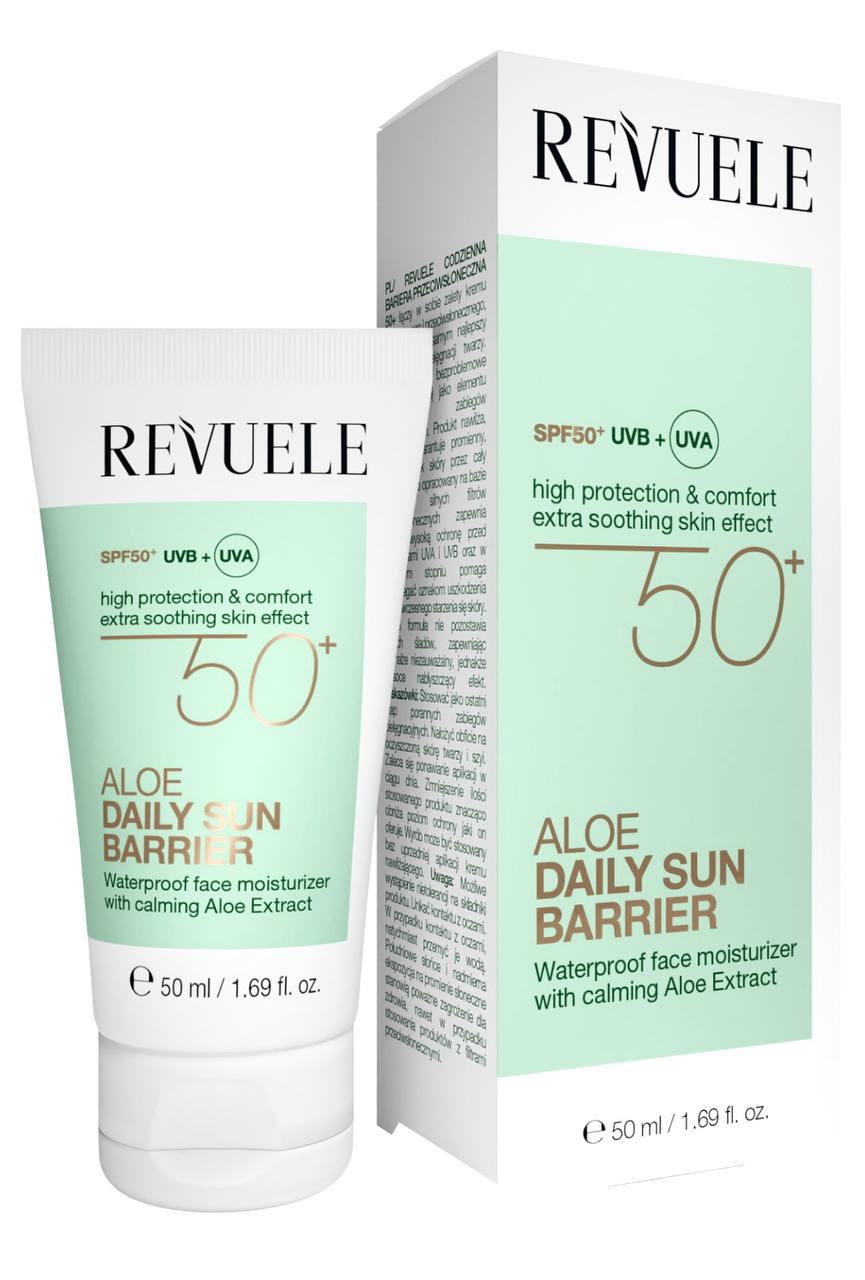 Сонцезахисний крем для обличчя з алое вера SPF 50+ Revuele, 50 мл, фото 1