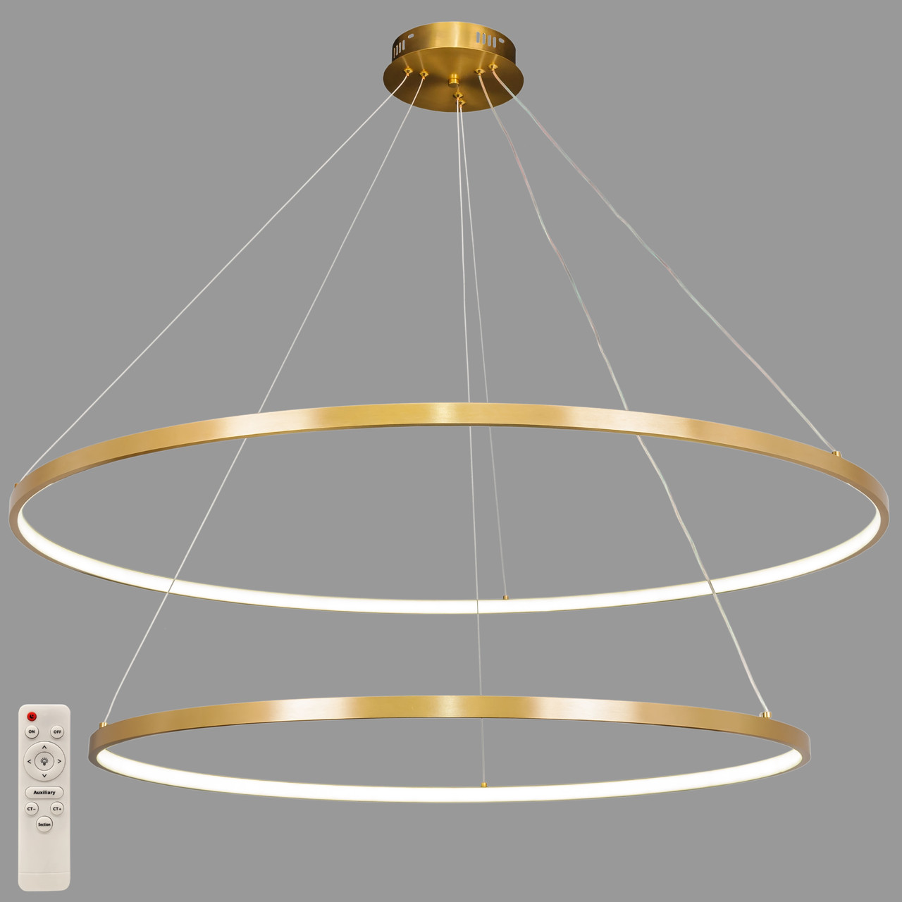 Бронзова кільцева світлодіодна подвійна люстра 80+100см «Circle» (52-9832-2A BRONZE LED (800+1000))