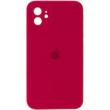 Silicone case for iPhone 11 ( 5) Rose Red (квадратний) square side