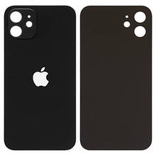 Задня кришка (скло) iPhone 12 black (big hole) (оригінал завод)