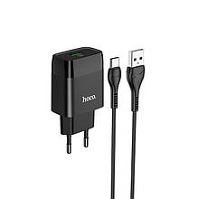 МЗП HOCO C72Q Glorious QC3.0 18 W 1 USB + кабель Type-C black