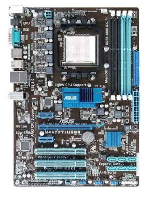 ТОПОВА Плата під AMD SAM3 на DDR3! ASUS M4A77T/USB3 140W READY с USB 3.0 !! Розуміє ВСІ 2-6 ЯДЕРНІ ПРОЦИ AM3, фото 1
