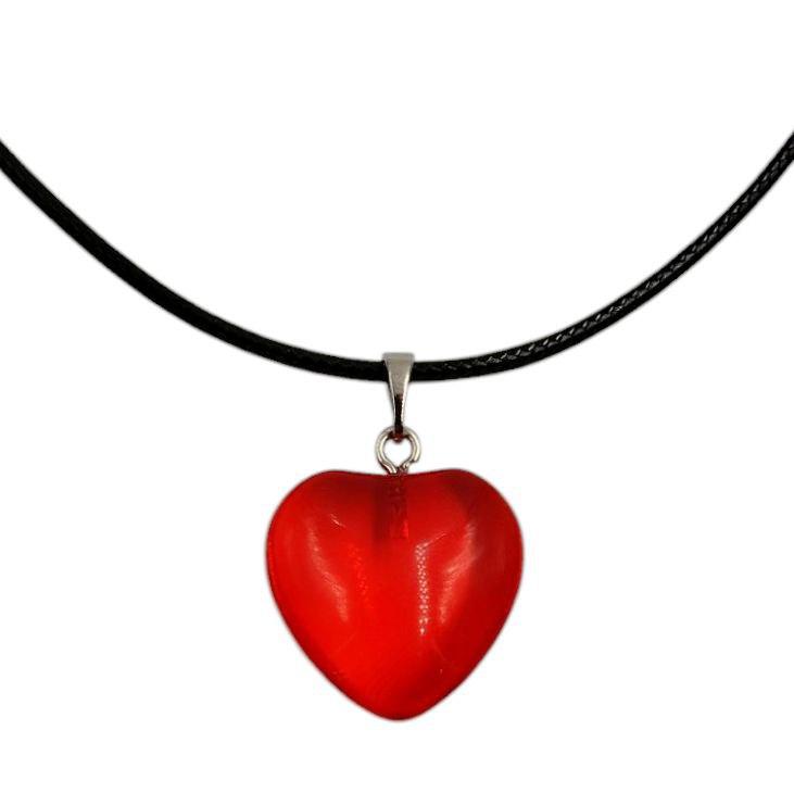 Підвіска "Серце" на шнурку, сердолік, родій (330206), фото 1