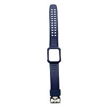 Ремінець силіконовий для Apple Watch 42/44/45/49 mm Silicone Shine із захисним кейсом Midnight Blue