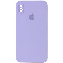 Silicone case for iPhone X/XS ( 5) lilac (квадратний) square side