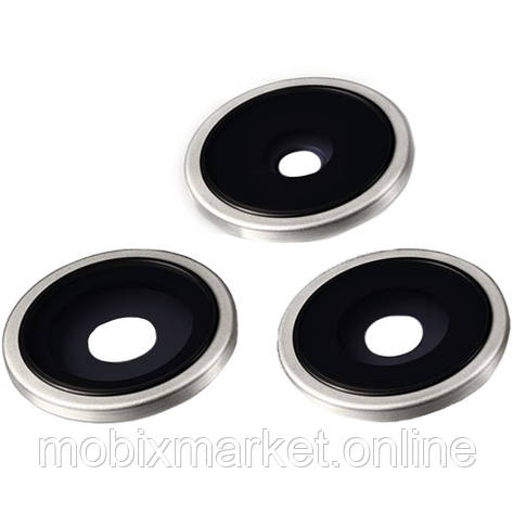 Скло камери iPhone 15 Pro з рамкою white titanium (комплект 3шт), фото 1