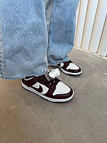 Жіночі кросівки Nike SB Dunk Low Team Red Bordo White Найк сб данк Бордо низькі шкіряні доп шнурки, фото 5