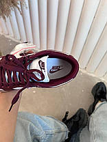 Жіночі кросівки Nike SB Dunk Low Team Red Bordo White Найк сб данк Бордо низькі шкіряні доп шнурки, фото 4