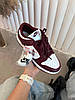 Жіночі кросівки Nike SB Dunk Low Team Red Bordo White Найк сб данк Бордо низькі шкіряні доп шнурки, фото 9