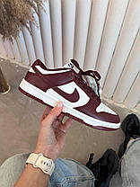 Жіночі кросівки Nike SB Dunk Low Team Red Bordo White Найк сб данк Бордо низькі шкіряні доп шнурки, фото 3
