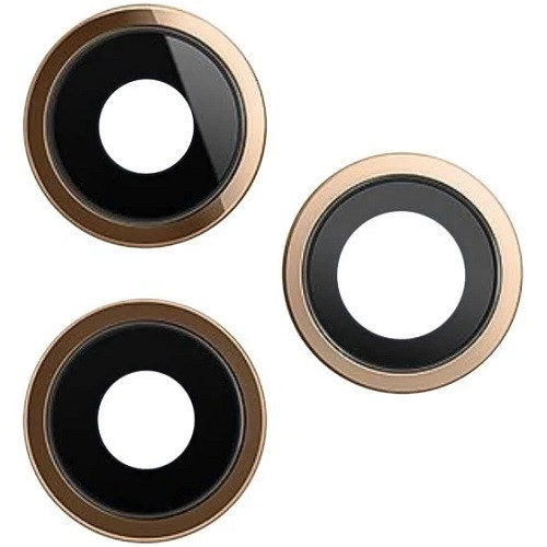 Скло камери iPhone 12 Pro з рамкою gold (комплект 3шт)