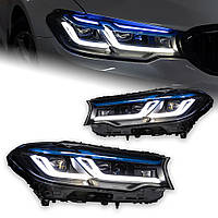 Світлодіодні передні фари AKD з проекційними лінзами та DRL для BMW 5 серії G30 (2017–2020)