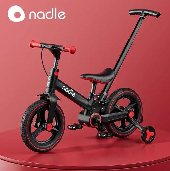 Велосипед дитячий двоколісний 3в1, з батьківською ручкою, біговел, 12 дюймів, червоний, Nadle S-900, фото 1